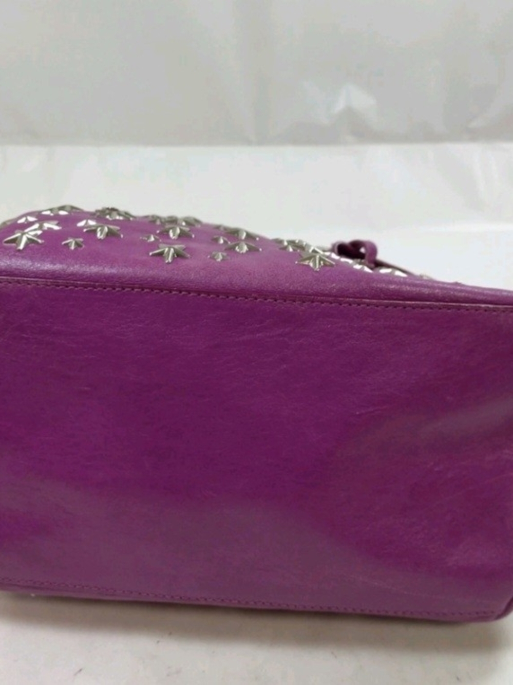 EUC Authentic Jimmy Choo Sasha S Star Studded Leather Tote Bag - Purple - Picture 3 of 9